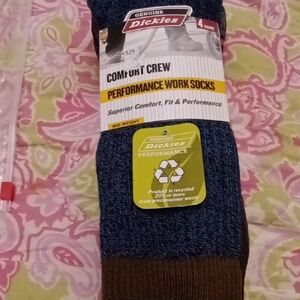 Dickies Men's Comfort Crew Performance Socks - Blue and Brown